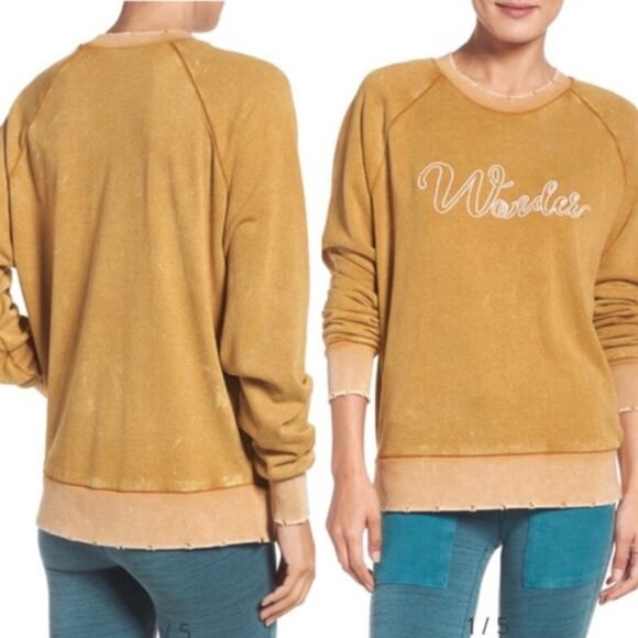 Free People Camel Distressed Wonder Sweatshirt Sz S - Picture 13 of 15
